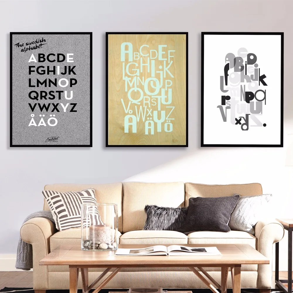 

Nordic Design Alphabet Canvas Art Print Painting Poster Wall Pictures For Living Room Home Decorative Bedroom Decor No Frame