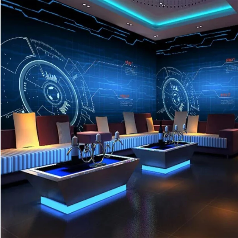 beibehang Custom wallpaper 3D solid mural blue mechanical abstract technology circuit board Internet cafe KTV 3d | Обустройство дома