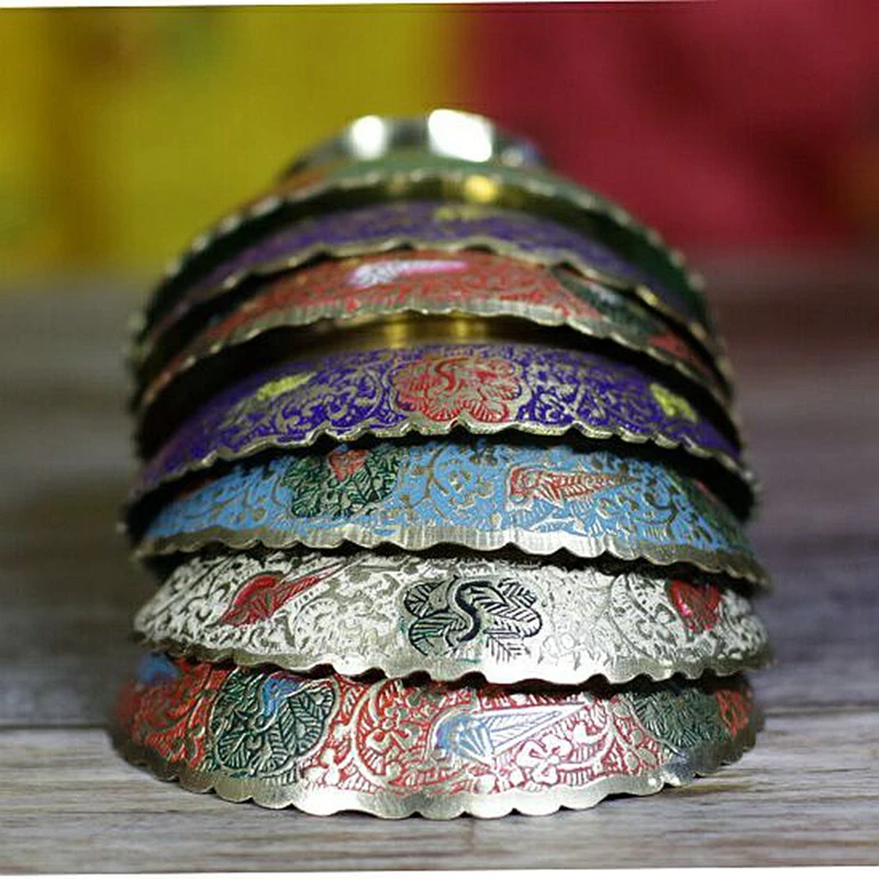 Buddha Compote Bowl Tibetan Buddhist Supplies Brass Bowl Metal Fruit Tray Plate Dish Disc Buddhist Temple Decoration 1pc