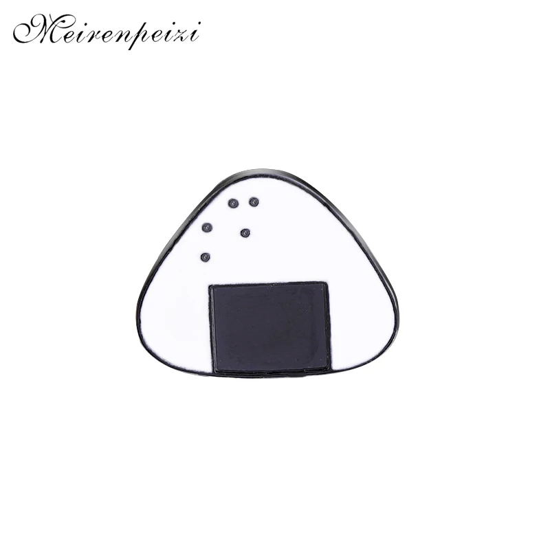 Суши булавки броши для Для женщин Onigiri на булавке значок белого риса с черным