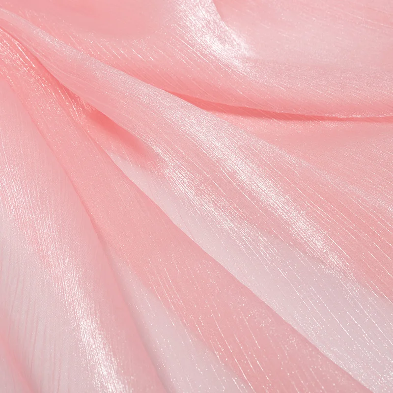 Хорошее качество креп органза шифоновая ткань для летнего платья блестящая Тюль