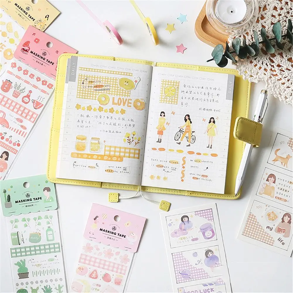 2 листа Милая Повседневная жизнь Васи Ленты Kawaii DIY Скрапбукинг дневник записная книжка Фотоальбом украшения длинные полосы Маскировочные ленты