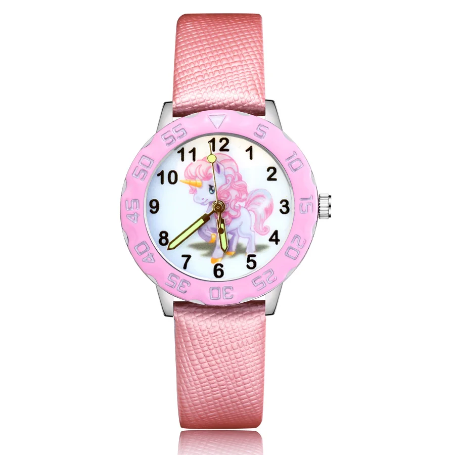 

Fashion Cute Unicorn Horse Style Children's Kids Student Girls Boys Quartz Leather Wrist Watches Clcok JM133