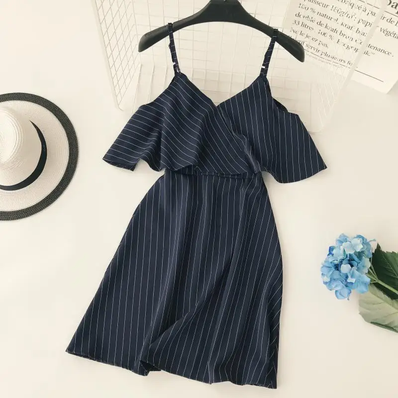 Женское винтажное мини платье ALPHALMODA на бретельках с оборками и высокой талией