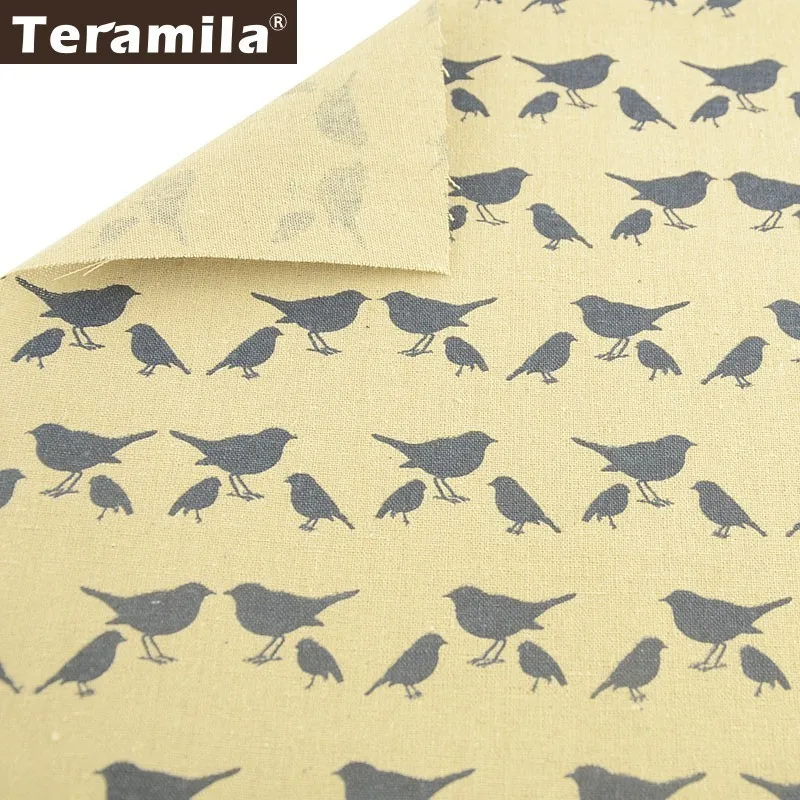 Teramila ткань из хлопка и льна ручной окрашивания с рисунком птиц сделай сам