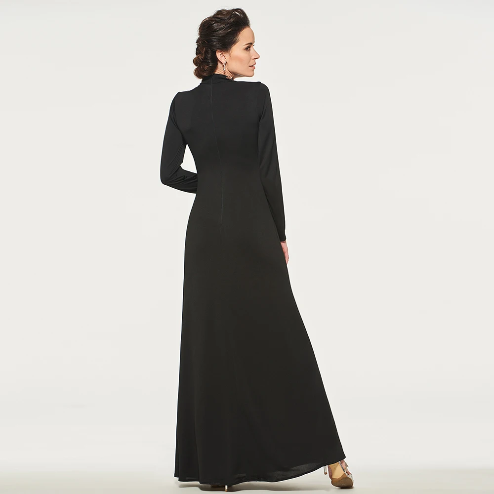 Dressv черное элегантное платье для матери невесты с высоким воротником длинными