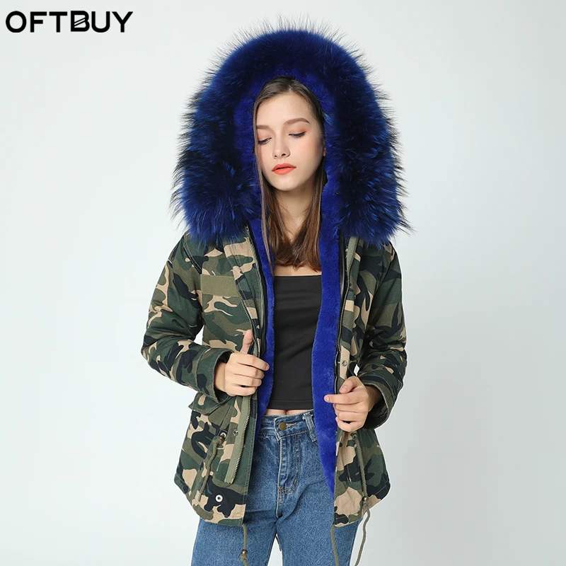 OFTBUY 2021 новая армейская зеленая камуфляжная зимняя куртка Женская Толстая парка с