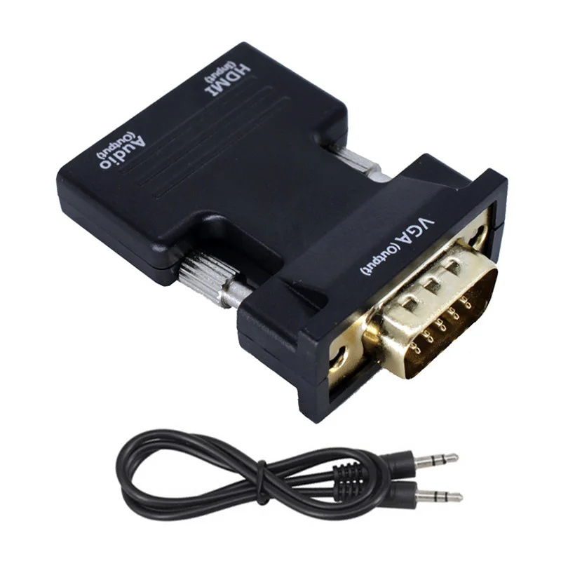 Black Rovtop HDMI в VGA адаптер цифро-аналоговый поддержка HD 1080P Аудио Видео конвертер кабель для ПК ноутбук проектор ТВ коробка Z15 - Цвет: Black