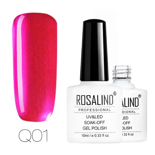 Q01 ROSALIND 10 мл Гель-лак для ногтей Серебряный титановый цветной УФ светодиодный Гель-лак для ногтей полуштамповочный Перманентный Гель-лак замачиваемый - Цвет: Q01
