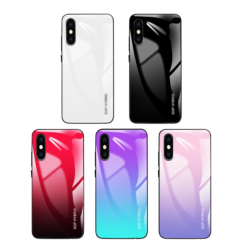 Градиентный чехол Aurora из закаленного стекла для iphone XS Max XR X 8 7 6 S plus sx sr роскошный