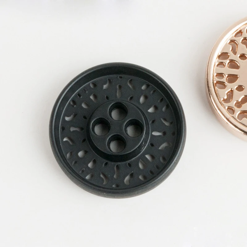20 шт. высококачественные женские мужские ветровки черные пуговицы металлические пуговицы для пальто 4 отверстия модное пальто Пуговицы 11mm15mm20mm23mm25mm D4-9