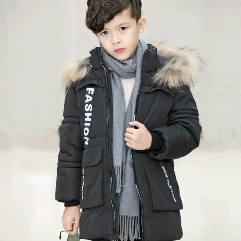 

Winter Children's Clothing Student Costume Male Big Dongmao Collar Coat Children Thickened Medium Long Jacket Warm Down Jacket