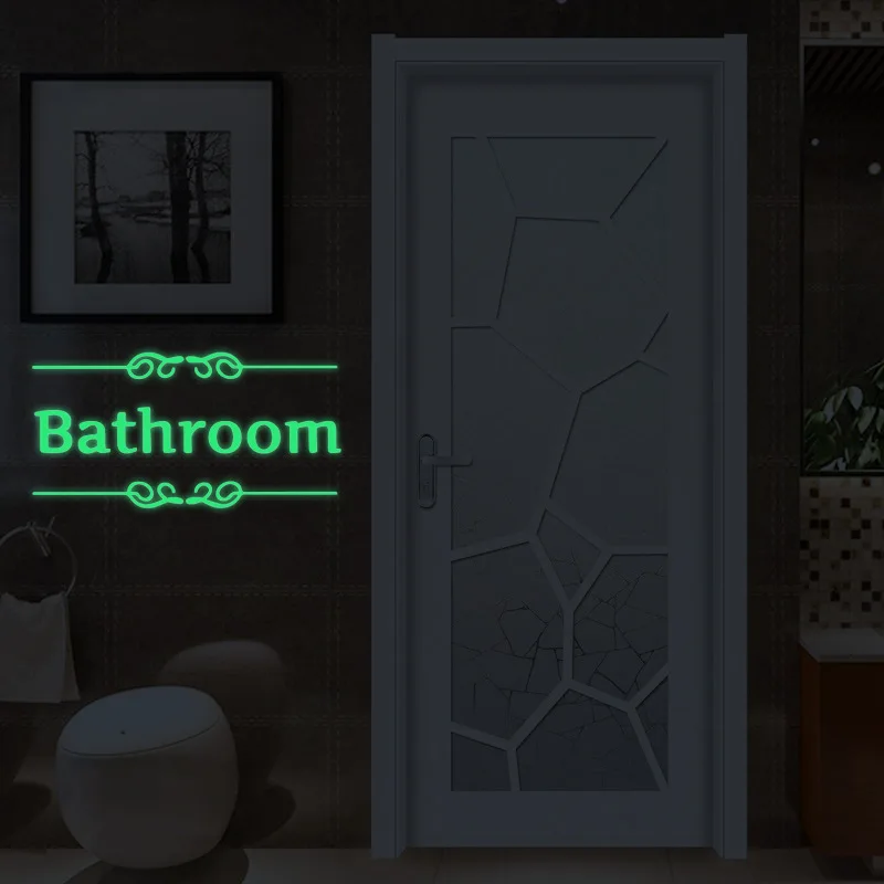 Креативная светящаяся Настенная Наклейка s двери туалета ванной декоративная