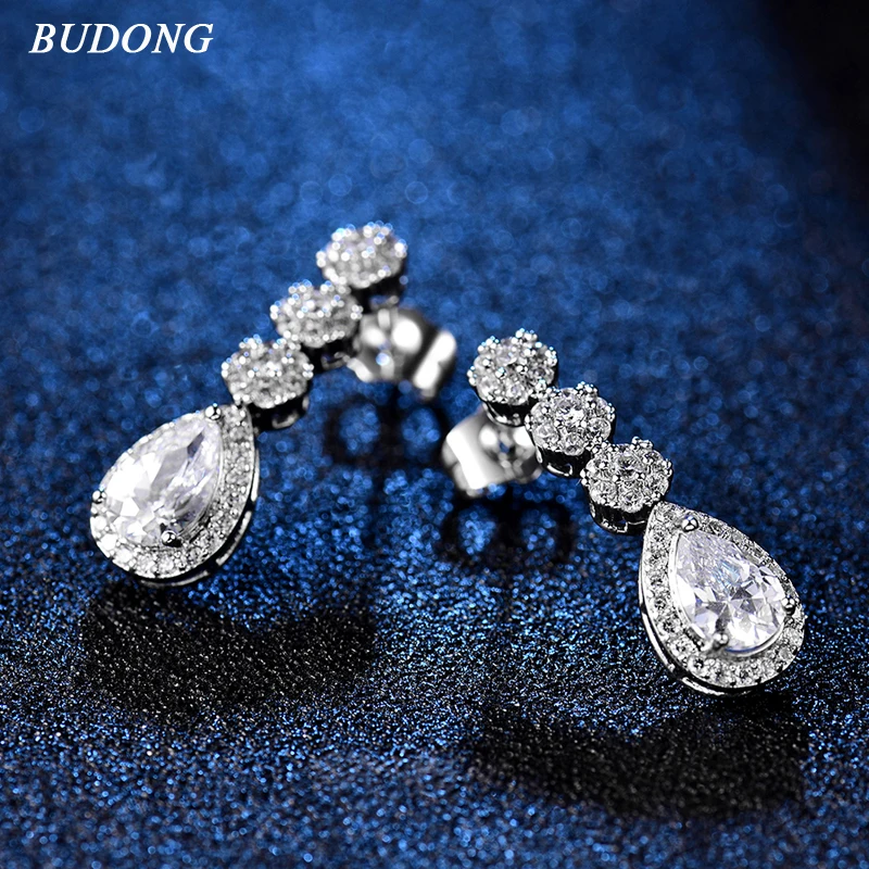 BUDONG Роскошные бесконечные Свадебные ювелирные изделия Белый Серебряный/золотой