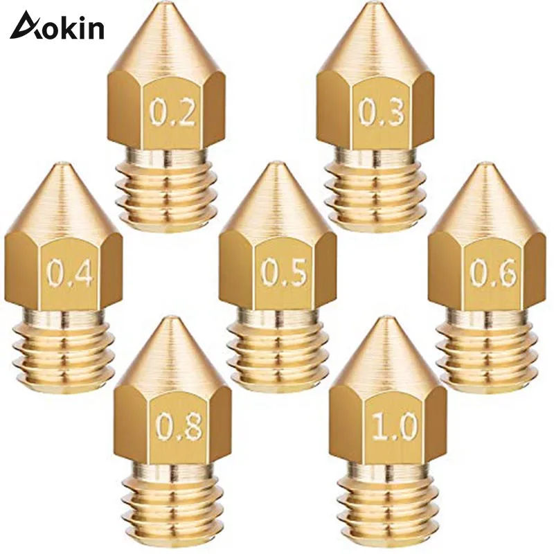

Aokin MK8 Nozzle 0.4mm 0.3mm 0.5mm 0.8mm Copper Head Brass M6 Threaded 1.75mm 3.0mm Filament 3D Printer Extruder Nozzle