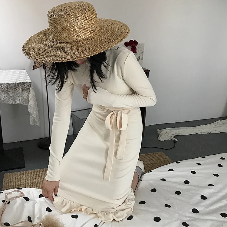 Женские платья винтажное женское платье Kawaii Ulzzang повседневное тонкое однотонное