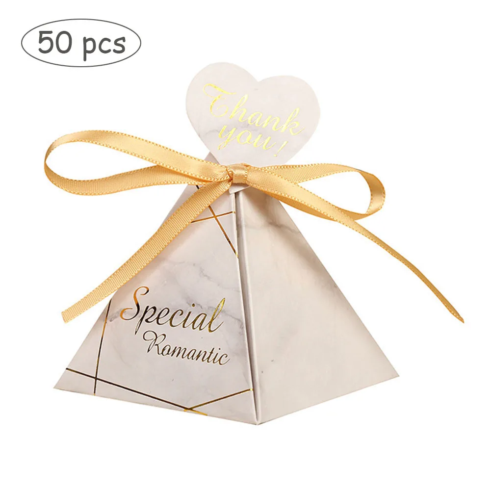 Новый Треугольная пирамида Мрамор стиль коробка конфет Свадебные сувениры