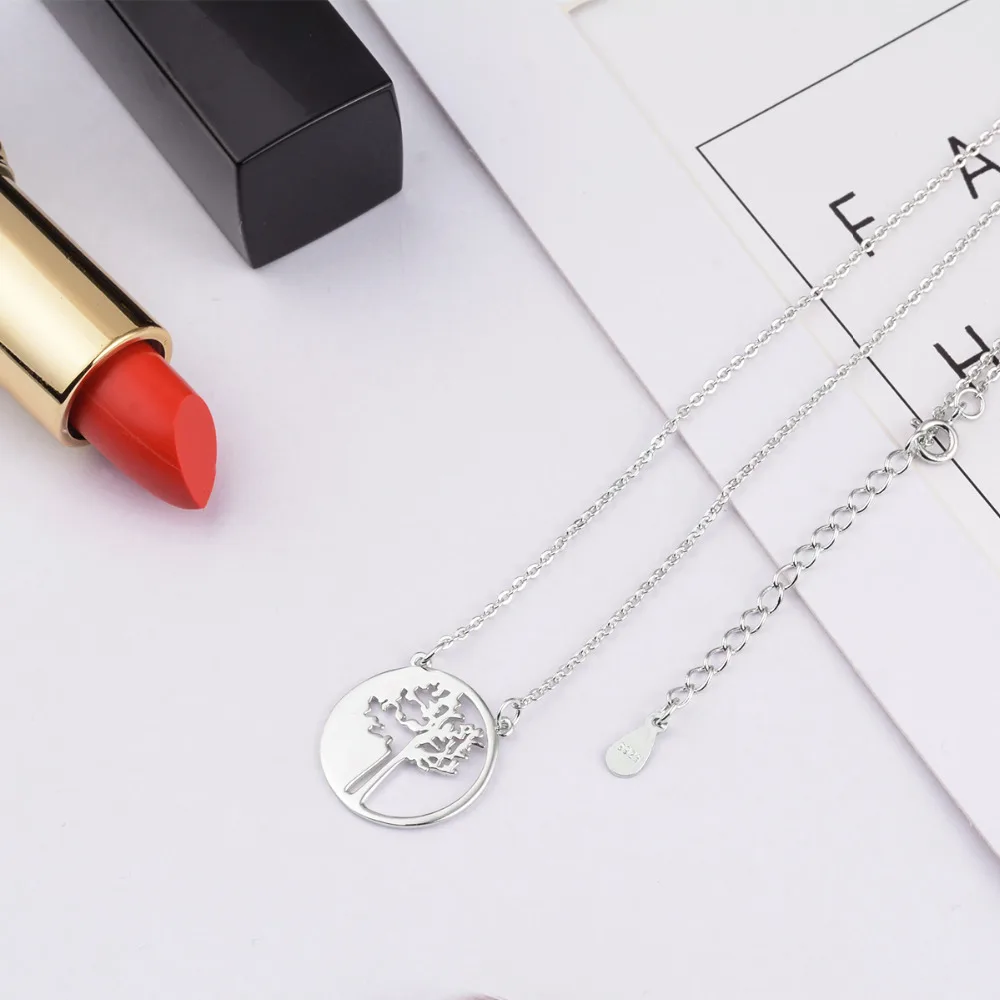 Angel Caller 925 Sterling Silver Pendant Necklace Family Tree of Life with Link Chain Trendy Jewelry for Women CYD014 | Украшения и