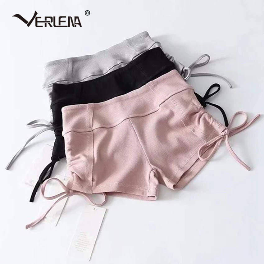 Verlena розовые женские шорты на шнуровке 2019 Горячие однотонные трикотажные