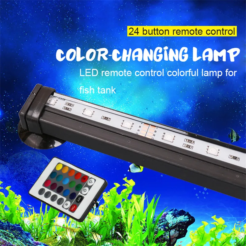 5050 RGB светодиодный светильник для аквариума, погружной воздушный пузырьковый светильник, светильник для аквариума, меняющий цвет, с дистанционным управлением, штепсельная вилка стандарта ЕС/США