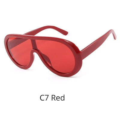 C7 Red Ralferty Овальные Солнцезащитные очки женские интегрированные зеленые солнцезащитные очки женские очки оверсайз UV400 покрытие очки модные очки D8081 - Цвет линз: C7 Red