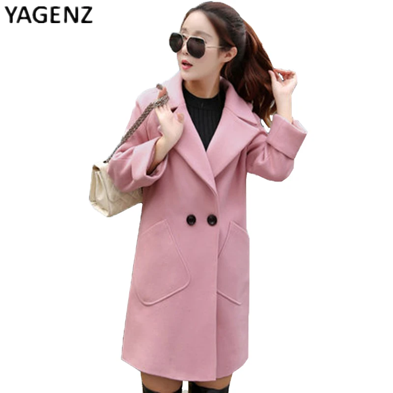 

Plus Size Woolen Coat Button Pocket Jacket 2021 Spring Autumn New Long Woolen Parka Jacket Loose Korean Woolen Coat