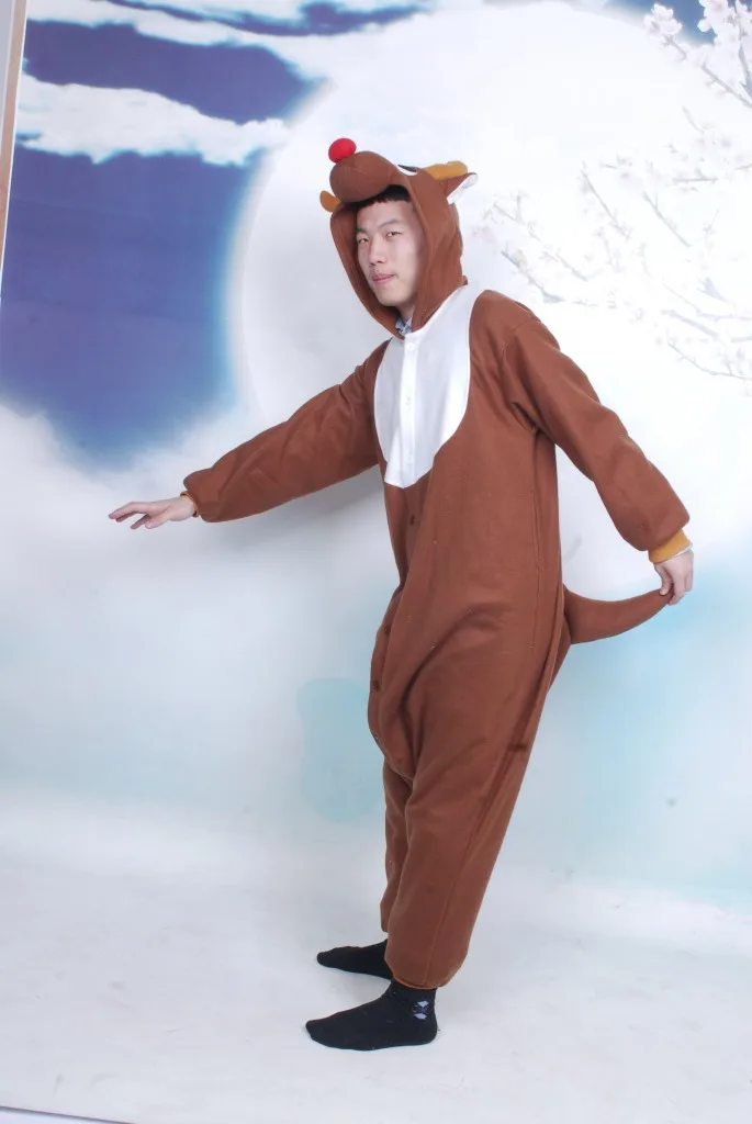 Флисовый хлопковый костюм унисекс для взрослых пижама с рождественским оленем