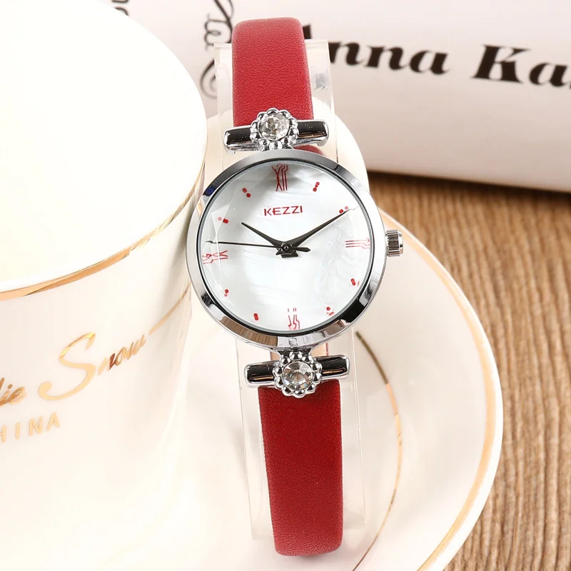 KEZZI женские часы модные женские часы для женщин браслет Relogio Feminino часы подарок Montre Femme Роскошные Bayan Kol Saati - Цвет: red
