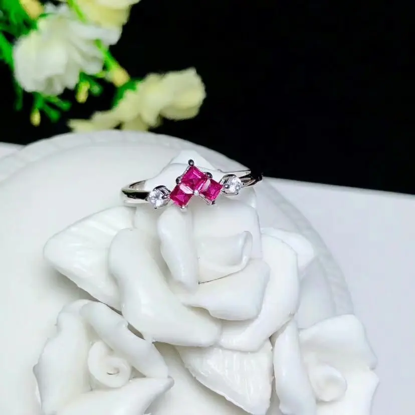 Shilovem стерлингового серебра 925 натуральный красный Рубин Кольца fine Jewelry женщин Модный завод Этническая Свадебные открытые подарок yhj2.52.501agh