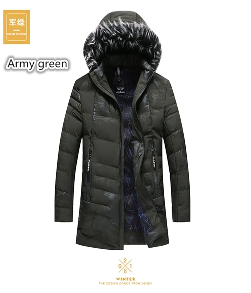 GREEN Мужское зимнее хлопковое пальто, теплая одежда, повседневное утепленное пальто с капюшоном, зимняя куртка, Мужская одежда, пальто для мужчин - Цвет: GREEN