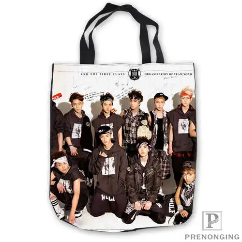Пользовательские холст EXO ToteBags ручная хозяйственная сумка Повседневная пляжная
