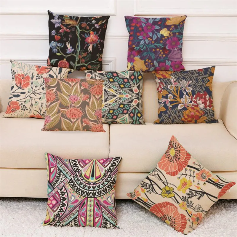 

Pillow Case 45*45 Home Decor Cushion Cover Retro Bright Color Throw Pillowcase Pillow Covers