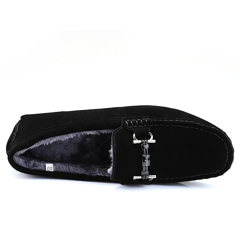 2018 Winter Genuine Leather Men Driving Shoes Slip On Warm Plush Causal Boat Hot Fashion Loafers Moccasins Size 38-44 | Обувь