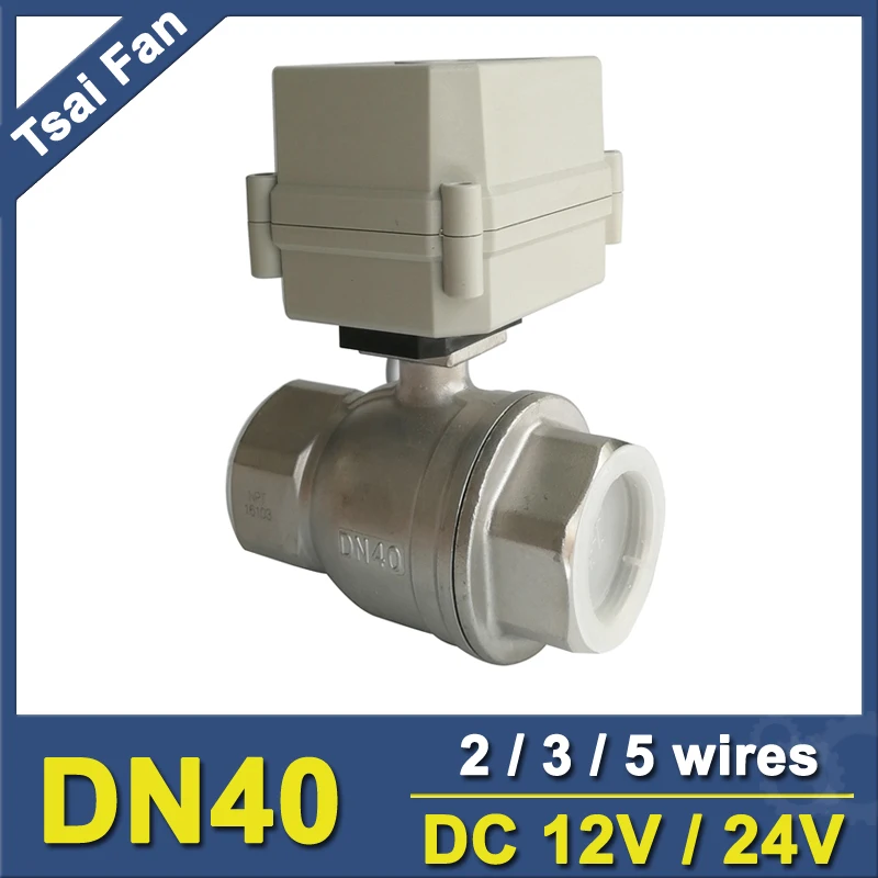 

Dc12в/24В нержавеющая сталь 304 1-1/2 ''DN40 полный порт приводной шаровой клапан 2 Way Metal Gear IP67 для управления водой применение