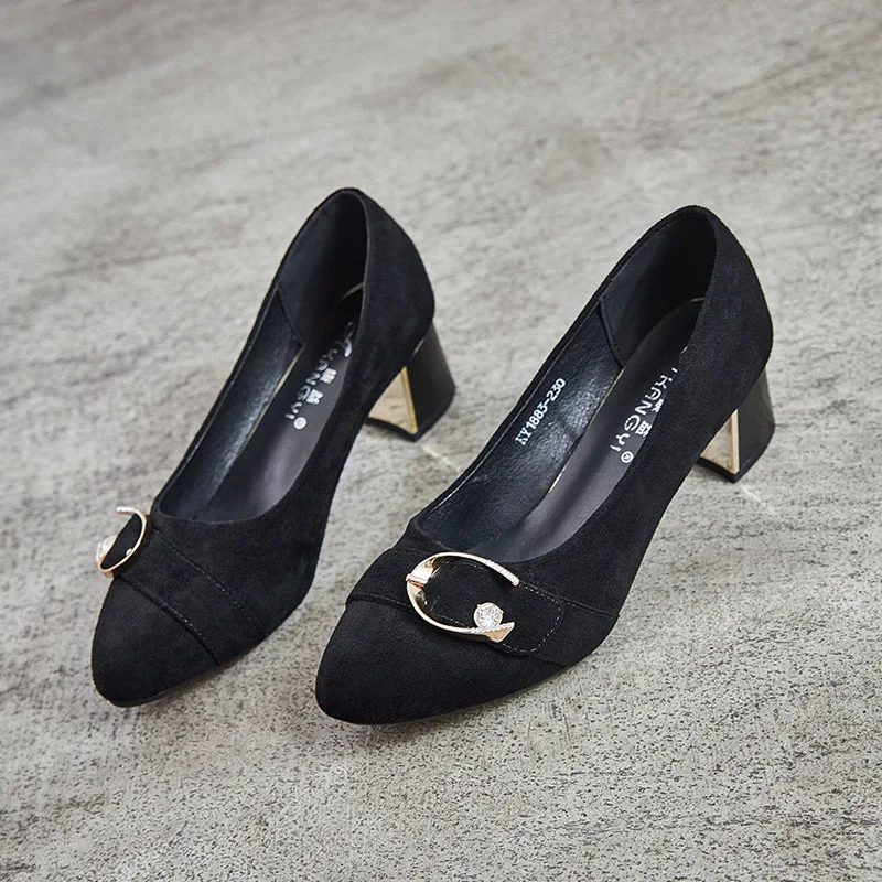 Женская обувь на каблуке женские туфли-лодочки из флока с круглым носком