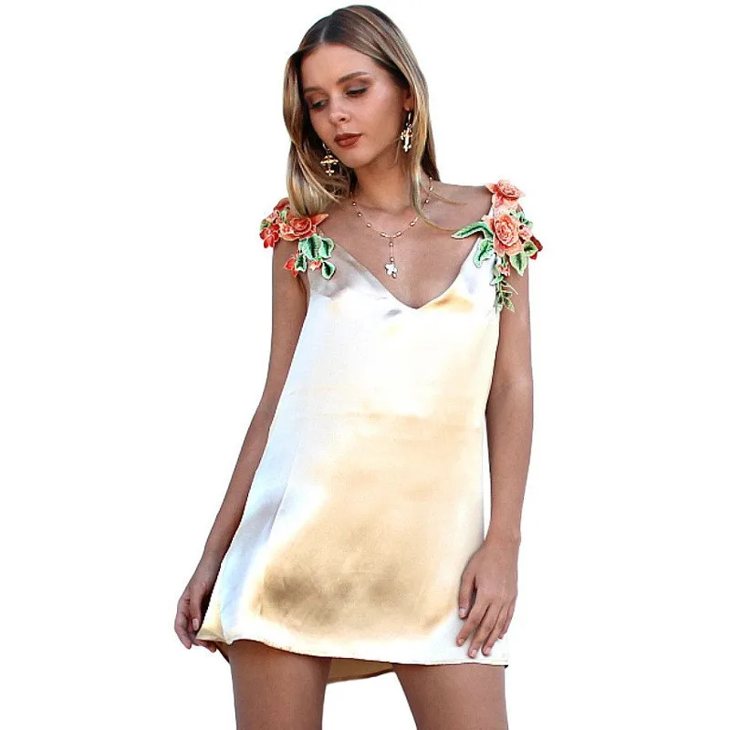 Женское повседневное короткое платье без рукавов с v-образным вырезом и