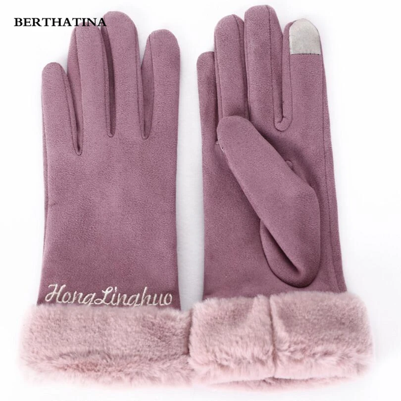 2018 новые женские осенне зимние теплые бархатные перчатки толстые кружевные с