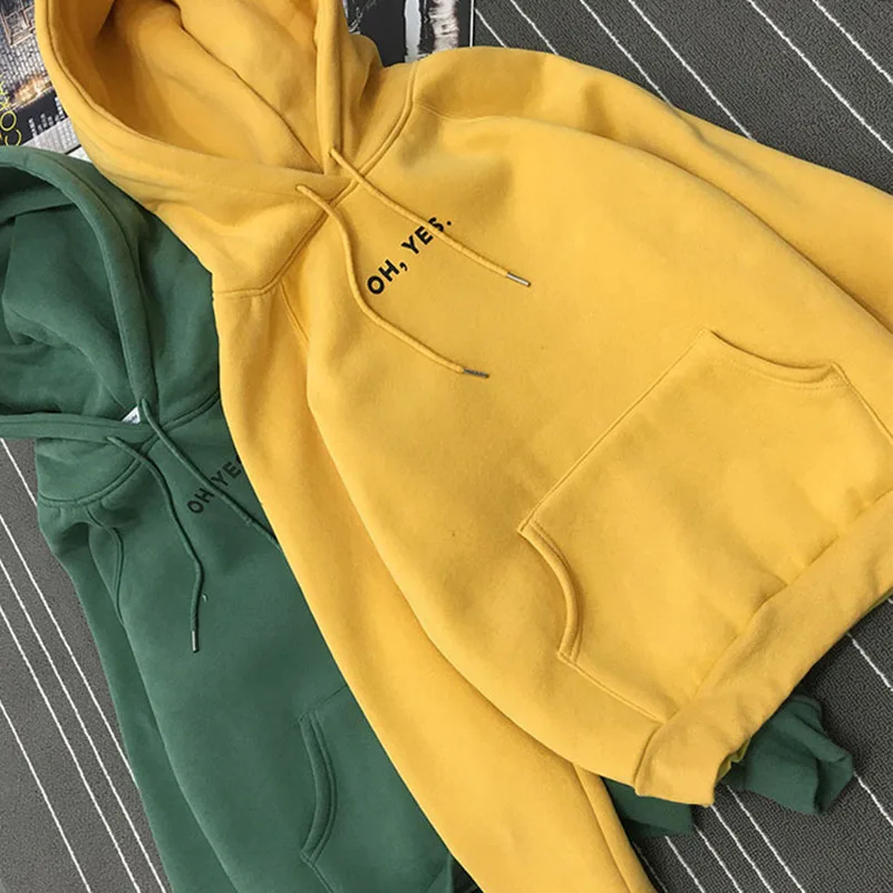 Autumn Cute Women Pullovers Hoodies Sweatshirts Sporting Long Sleeve Hooded Coat Tracksuit Loose Yellow Black Sportswear Female | Женская