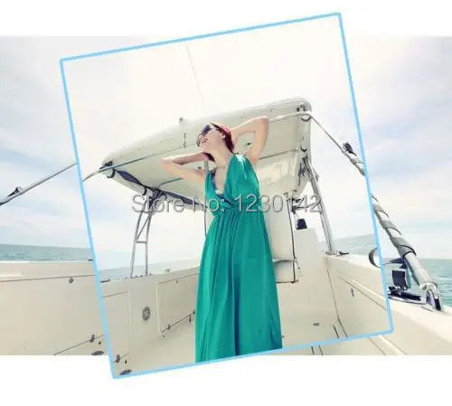 New 2014 Sexy Summer Women V-Neck Swimsuit Beach Boho Maxi Sundress Long Dress |