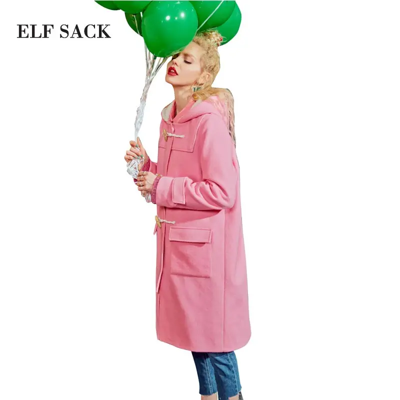 ELFSACK женские зимние шерстяные пальто консервативный стиль женская Смешанная