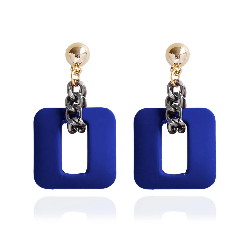 Винтажные акриловые Висячие серьги F & U 2017 для женщин Геометрические Квадратные