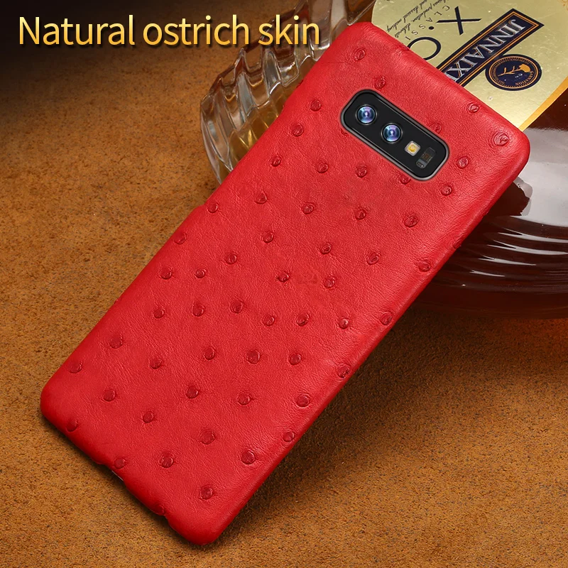 Чехол из натуральной кожи страуса для samsung galaxy s10 Plus E задняя крышка s9 s8 s7 a50 a70 a8 a9 a7