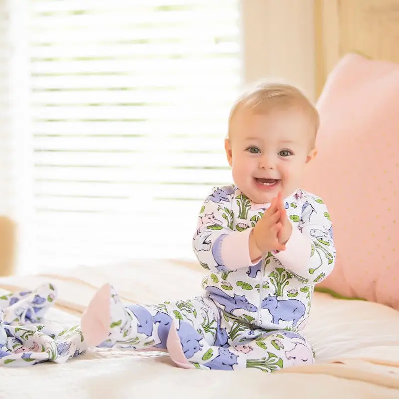 Newborn Infant Baby Girls Kids Cotton Romper Jumpsuit Hippo flowers autumn Print Clothes Outfit | Детская одежда и обувь