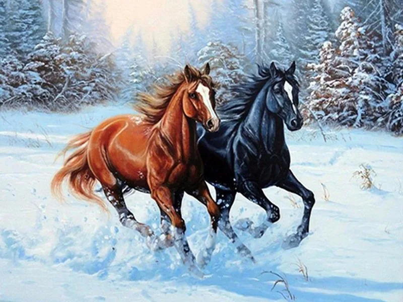 

Diamond Mosaic Painting Rhinestones Running Horse Schilderen Beaded Embroidery Square/round Handcraft