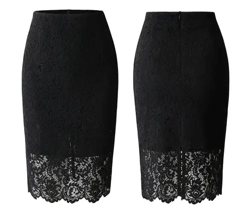 Женская кружевная юбка-карандаш с высокой талией