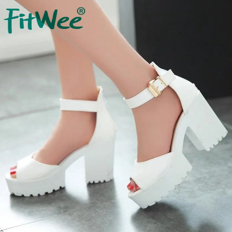 Женские босоножки с ремешком на щиколотке FITWEE толстом каблуке и платформе