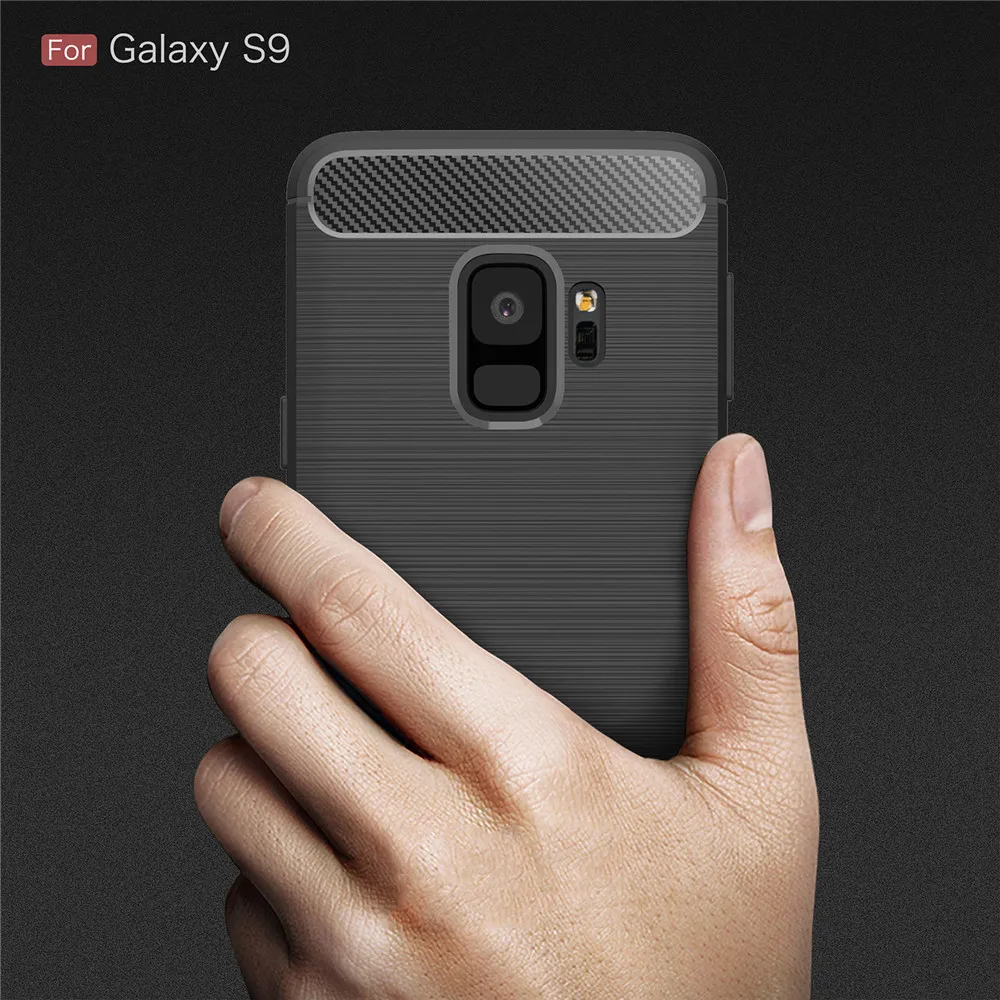LANCASE TPU чехол для Samsung Galaxy S9 мягкий силиконовый Текстура углерода Plus сумка