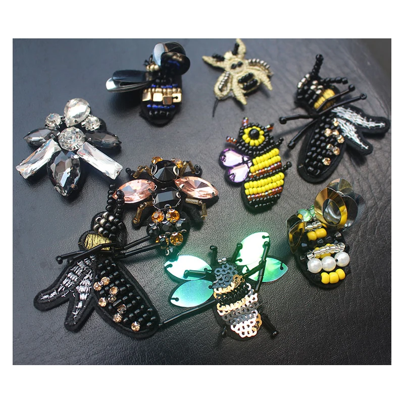 Стразы из бисера с вышитой Пчелой и патч diy аксессуары одежды украшение блестка ant