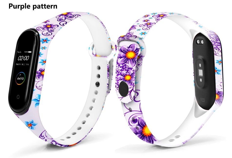 BOORUI Mi band 4 ремешок для xiaomi mi band 4 аксессуары pulsera inteligente силиконовый пояс с цветами Замена для m4 band