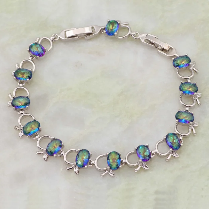 Эксклюзивные модные браслеты для женщин Apple Blue Rainbow мистик кубический цирконий